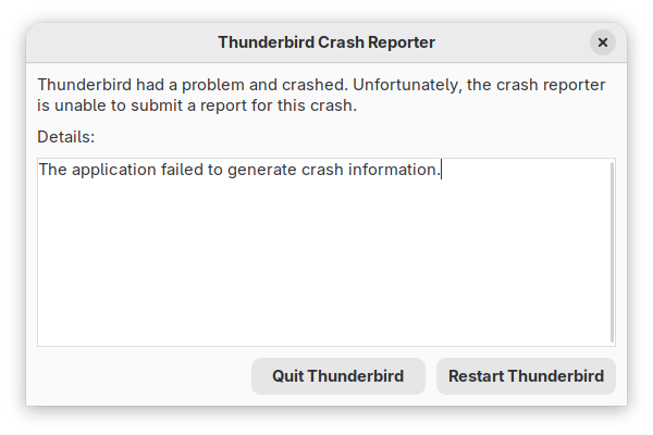 Crash de Thunderbird