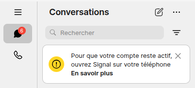 Alerte Signal - ouvrez Signal sur votre téléphone