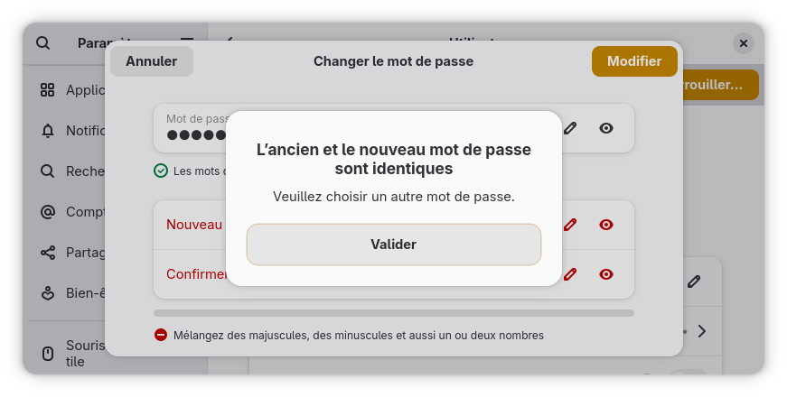 Changer le mot de passe