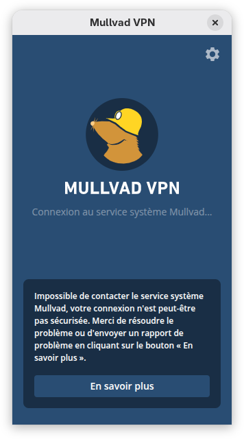 Page d'erreur Mullvad