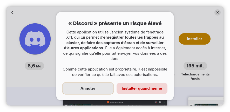 Notification application risque élevé