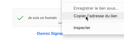 Copier le lien d'un captcha résolu