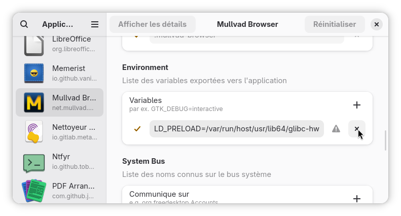 Suppression de la variable LD_PRELOAD