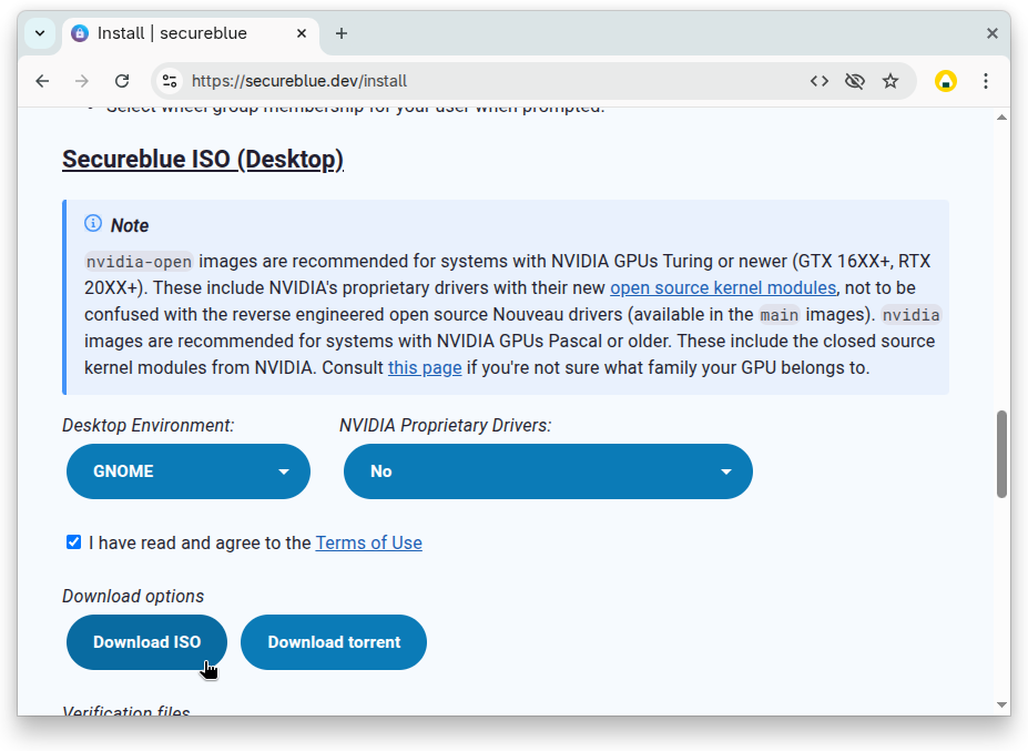 Page de téléchargement de SecureBlue